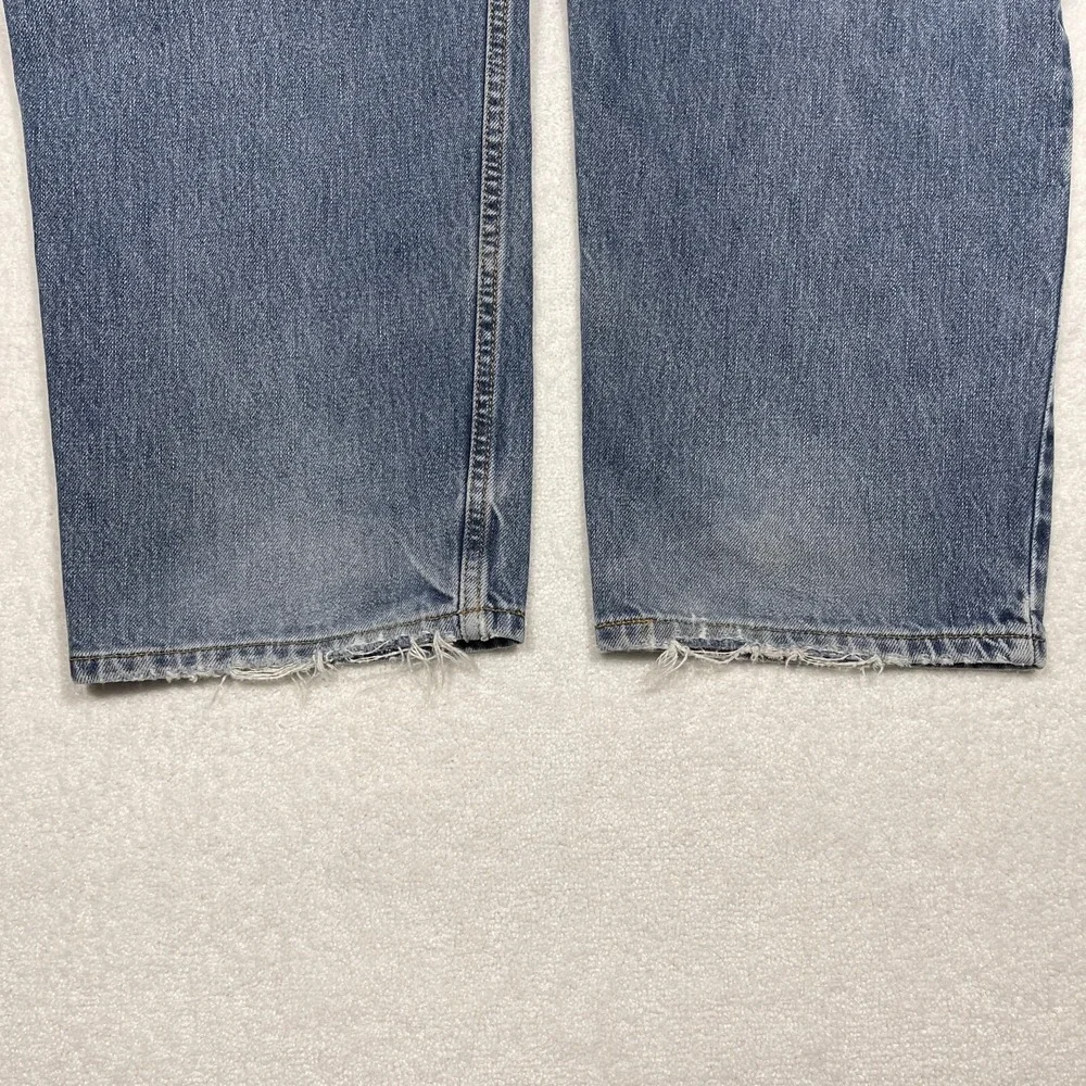 Levi 550 Jeans Men's W40 L30 Relaxed Straight Blue Comfort Work Distressed Hems